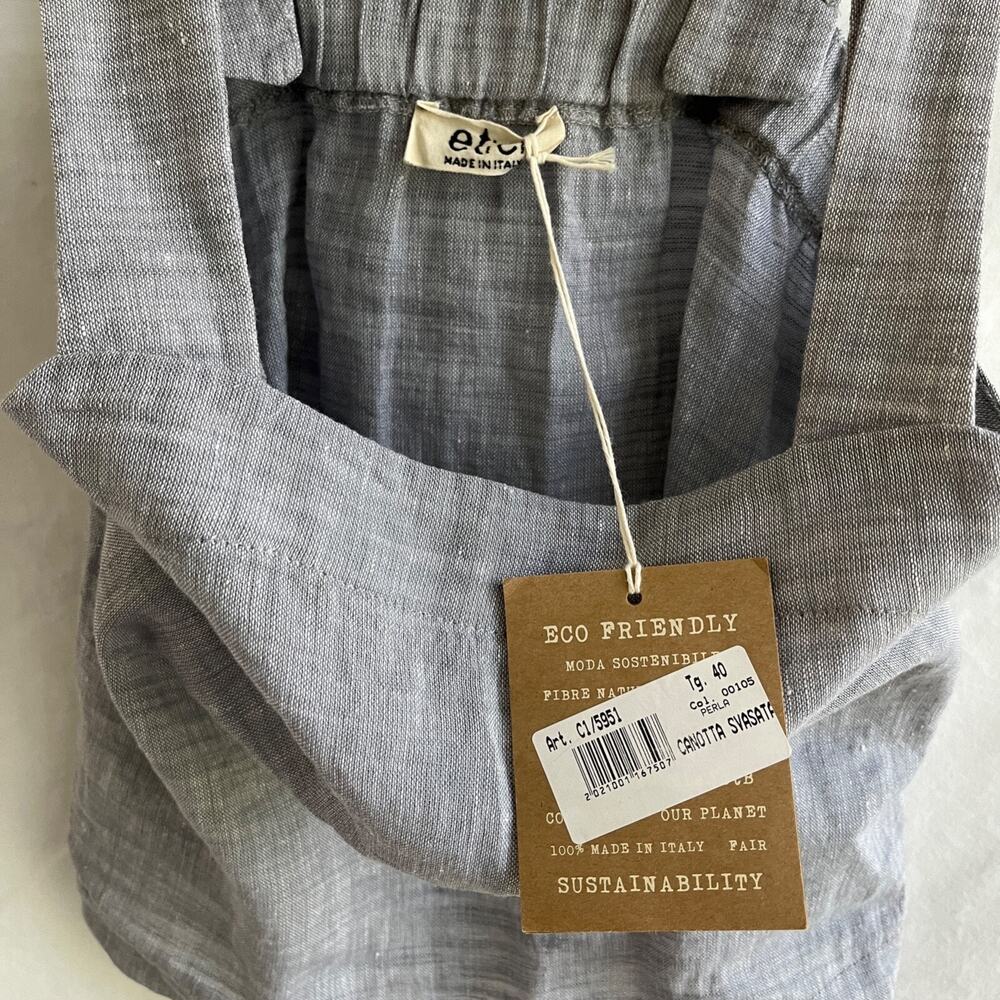 Etici made in Italy gray 100% linen top, straps, wooden buttons closure, size XS - Picture 5 of 8